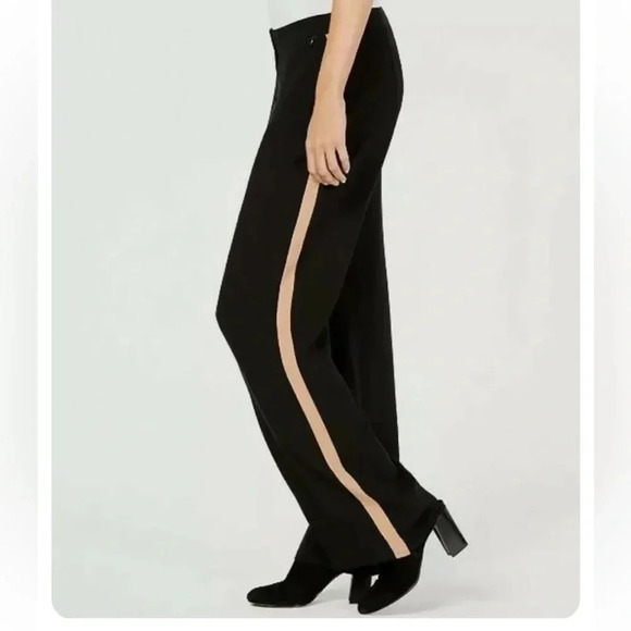 Eileen Fisher Womens 100% Silk Side Stripe Casual Wide Leg Pants black, size 4 - Picture 2 of 16